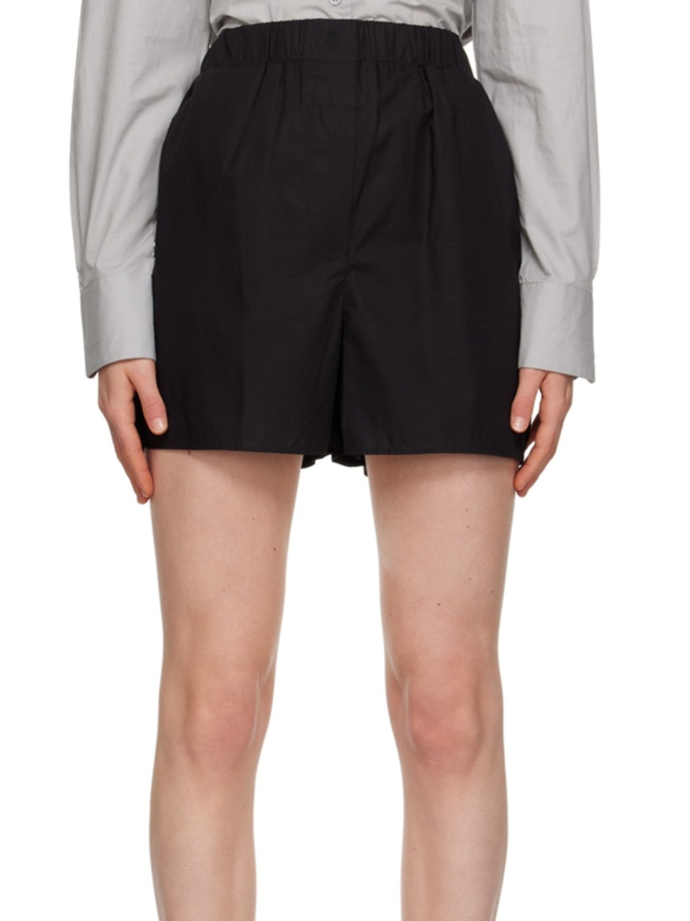 The Frankie Shop Black Lui Cotton Poplin Shorts